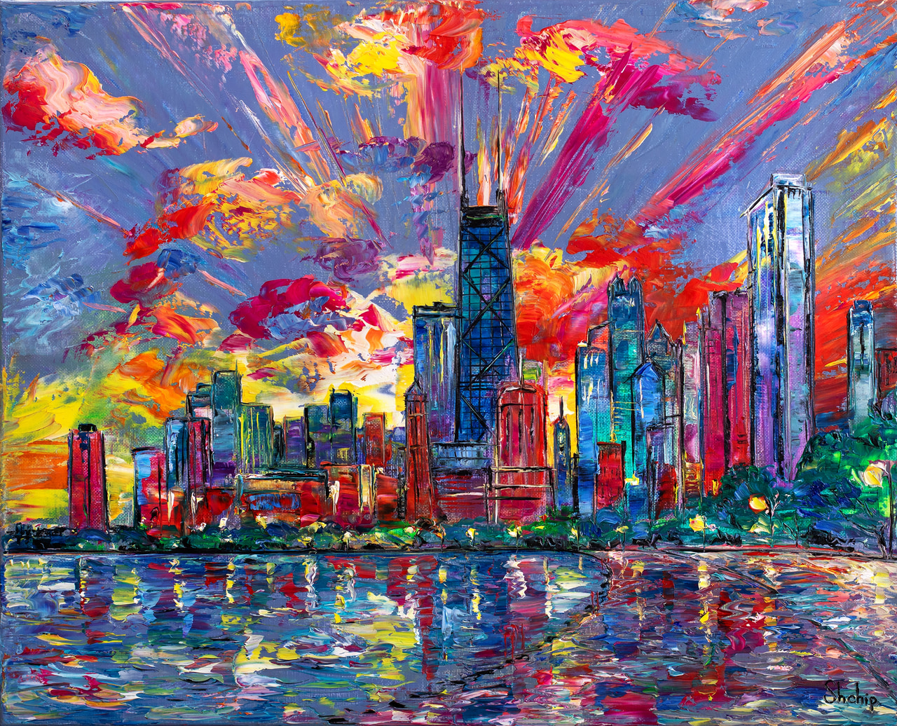 Chicago Skyline at Sunset