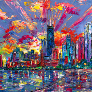 Chicago Skyline at Sunset
