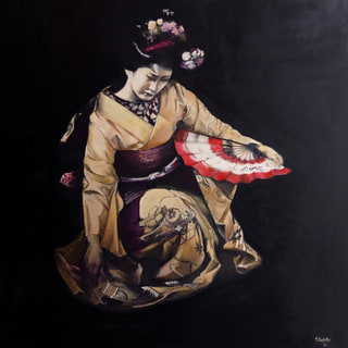 Geisha con abanico