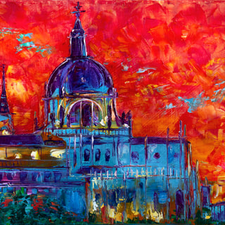 Almudena-Kathedrale bei Sonnenuntergang