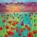 Poppy Field Beneath the Pyrenees