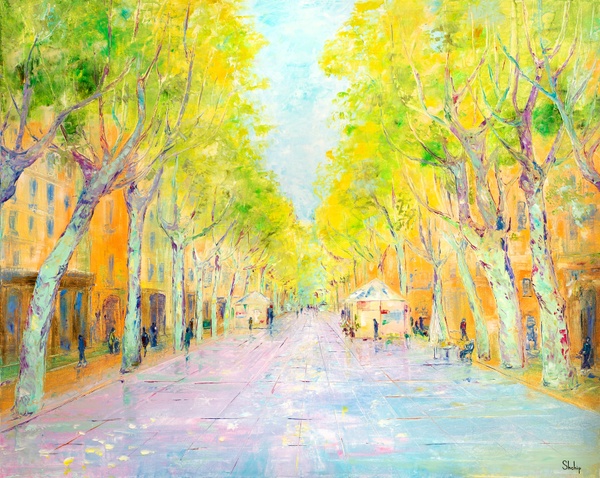 Barcellona. La Rambla dopo la pioggia