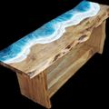Live Edge Ocean Waves Bench