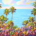 Palm trees. Ocean. California.