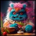 Monstruo peludo comiendo sushi RJ0024