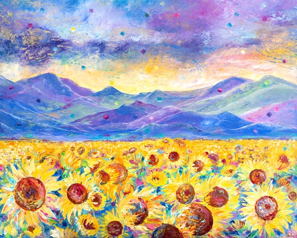 Sunflower Fields Near The Pyrenees