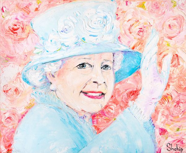 La reine Elizabeth parmi les roses