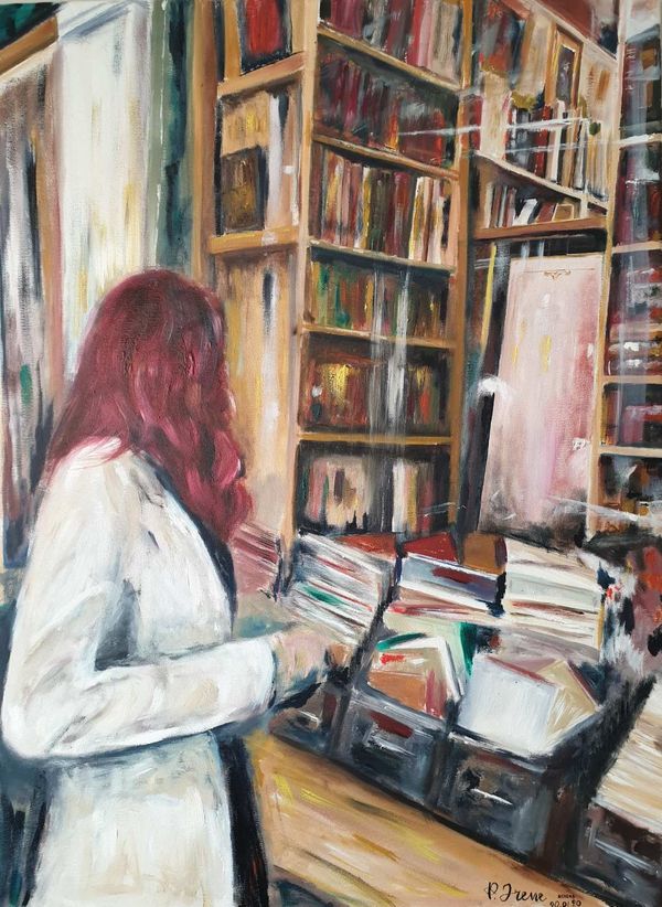 La persona pelirroja y la librería