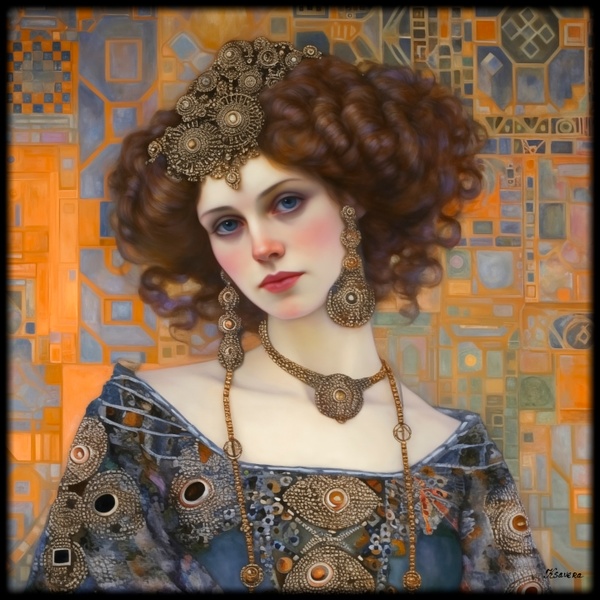 Porträt RJ0182 – Jugendstilgemälde im Stil von Gustav Klimt