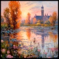 French Landscape Painting RJ0212 in the Impressionist style of Claude Monet