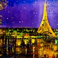 París de noche. Reflejo en el río