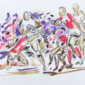 The Fight to Control the Ball - Rugby Painting