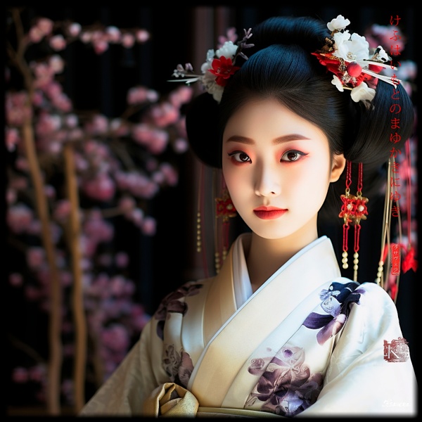 Maiko japonesa RJ0128 — Retrato fotográfico de una joven geisha, geiko