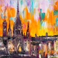 La cattedrale di Barcellona nell’alba arancione
