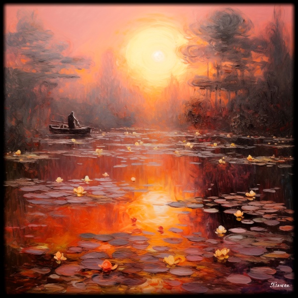 French Landscape Painting RJ0211 in the Impressionist style of Claude Monet