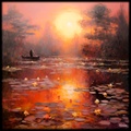 French Landscape Painting RJ0211 in the Impressionist style of Claude Monet