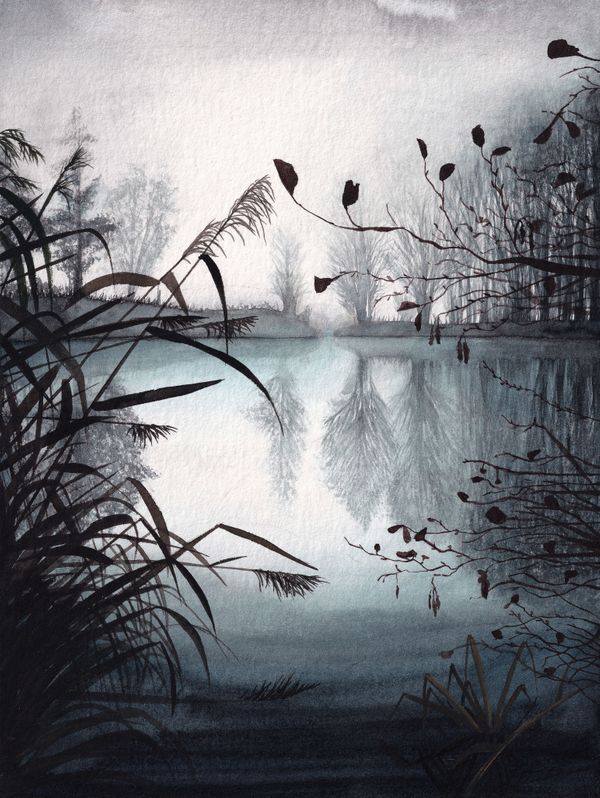 Misty Winter Lake