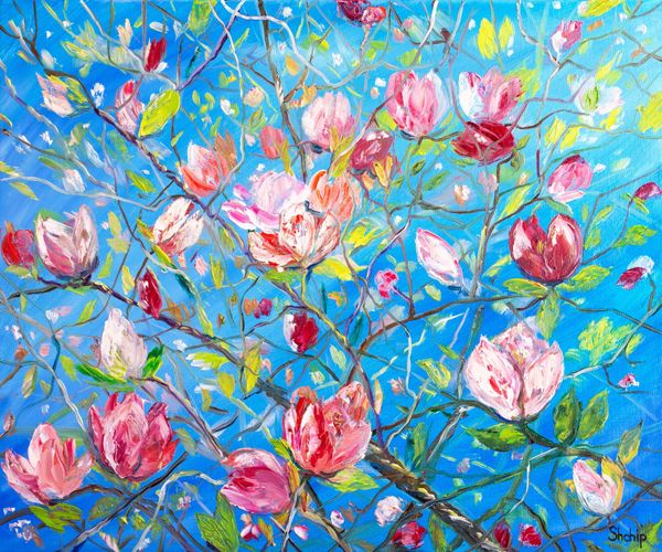 Blooming Magnolia in a Catalan Village