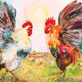 Pelea de gallos al amanecer