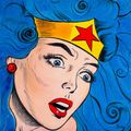 Wonder Woman con el cabello azul