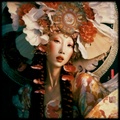 Diosa japonesa RJ0005 — Retrato fotográfico de geisha en estilo art nouveau