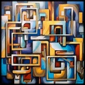 Pintura abstracta RJ0151 — Abstracción geométrica moderna y contemporánea