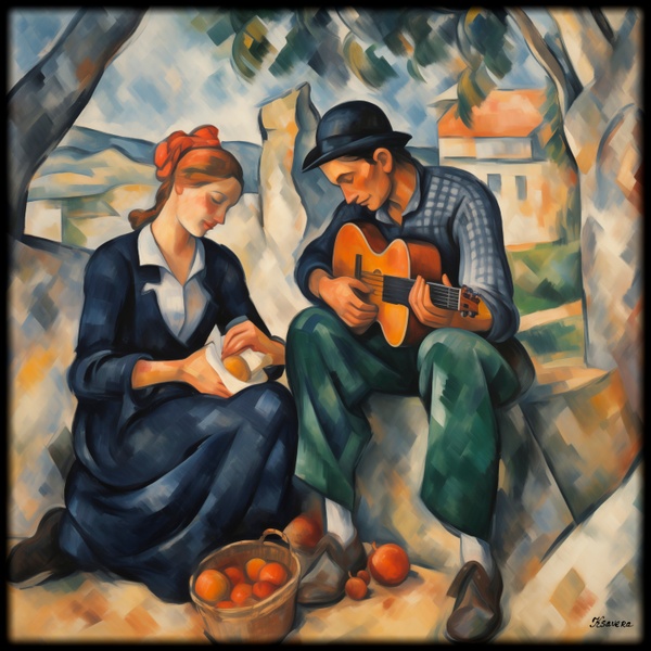 Retrato y paisaje franceses RJ0200 al estilo postimpresionista de Paul Cézanne