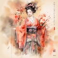 Maiko japonesa RJ0031 — Retrato de una joven en acuarela