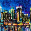 Manhattan at Night. Skyscrapers and Lights