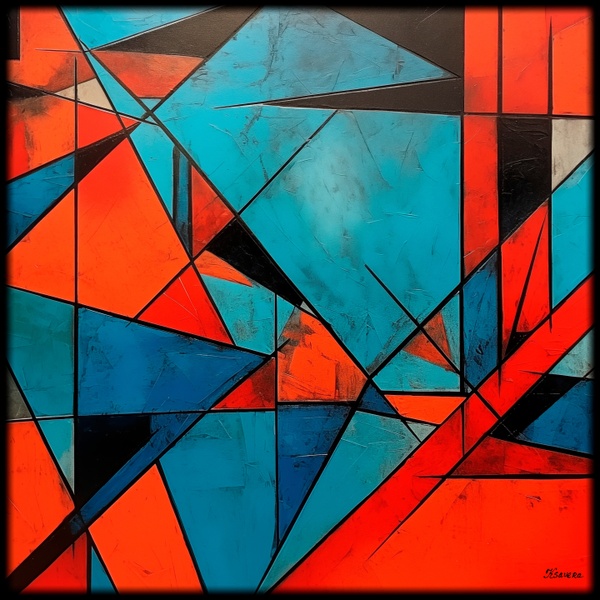 Pintura abstracta RJ0155 — Abstracción geométrica moderna y contemporánea