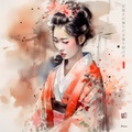 Maiko japonesa RJ0030 — Retrato de una joven en acuarela