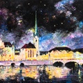 El casco antiguo de Zúrich de noche