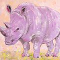 Purple Rhino. Blooming Savanna