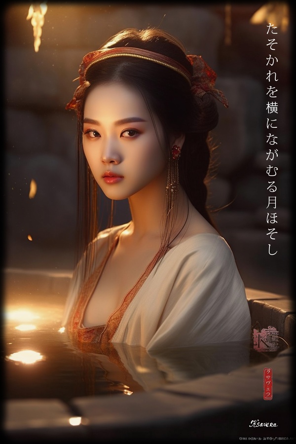Maiko japonesa DS0330 — Retrato fotográfico de una joven en un ofuro