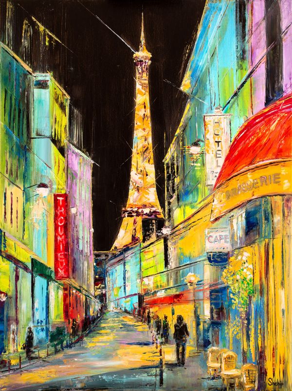 Neonstraßen im nächtlichen Paris