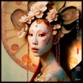 Diosa japonesa RJ0002 — Retrato fotográfico de geisha en estilo art nouveau