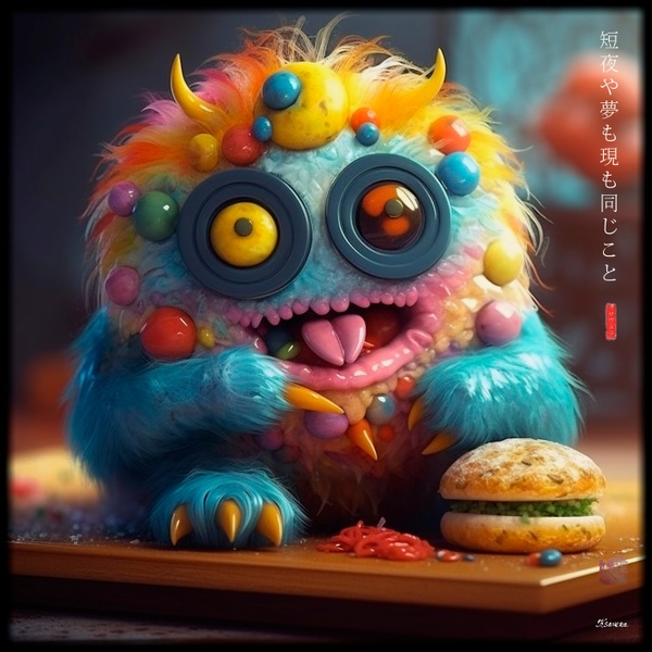 Flauschiges Monster beim Sushiessen RJ0025