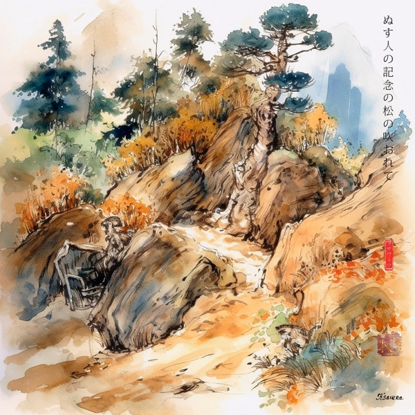 Japanese Pine RJ0099 Landscape Watercolour