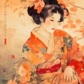 Maiko japonesa RJ0047 — Retrato de una joven geisha en acuarela