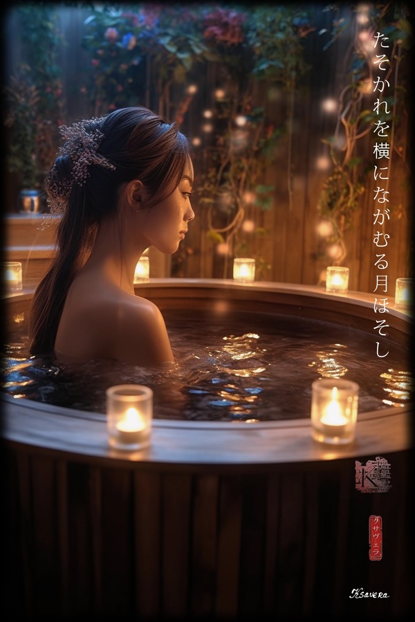 Maiko japonesa DS0322 — Retrato fotográfico de una joven en un ofuro