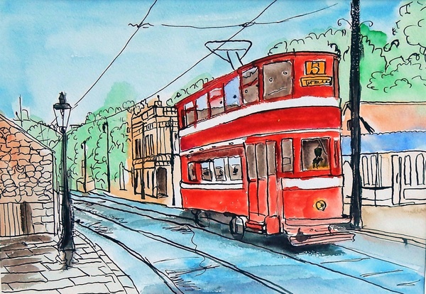 Rote Straßenbahn