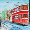 Red tram.