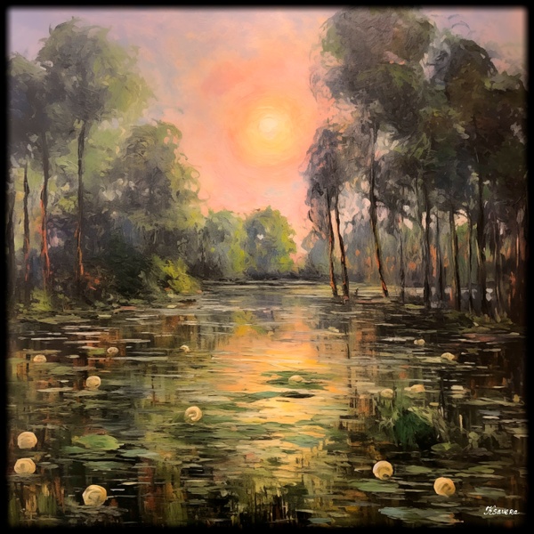 French Landscape Painting RJ0208 in the Impressionist style of Claude Monet