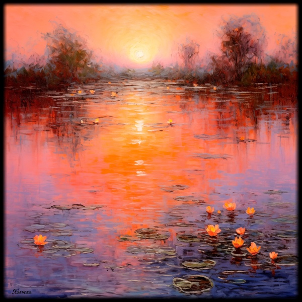 French Landscape Painting RJ0202 in the Impressionist style of Claude Monet