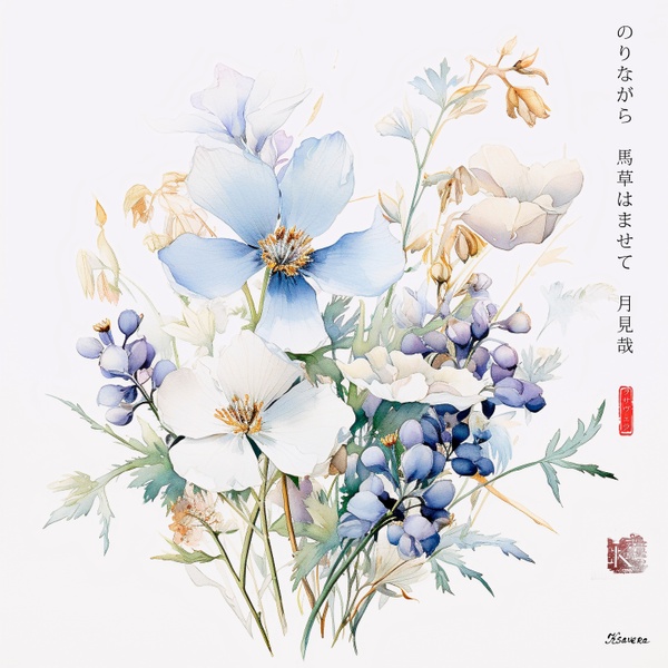 Japanese Flowers RJ0085 Foggy Landscape Watercolour