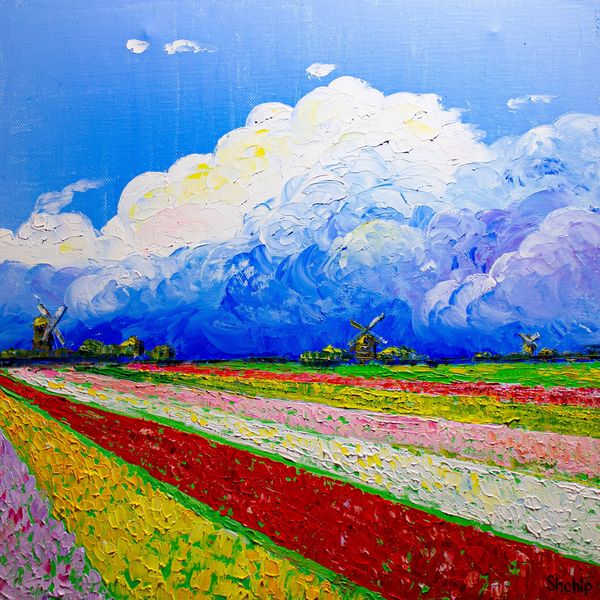 Holanda. Campos de tulipanes.