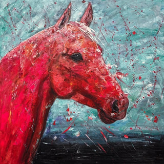 Horse sun. Modern art. Аnimalistics