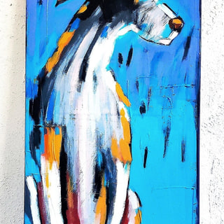Red dog with white spots. Modern art.