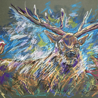 Stag With Birds